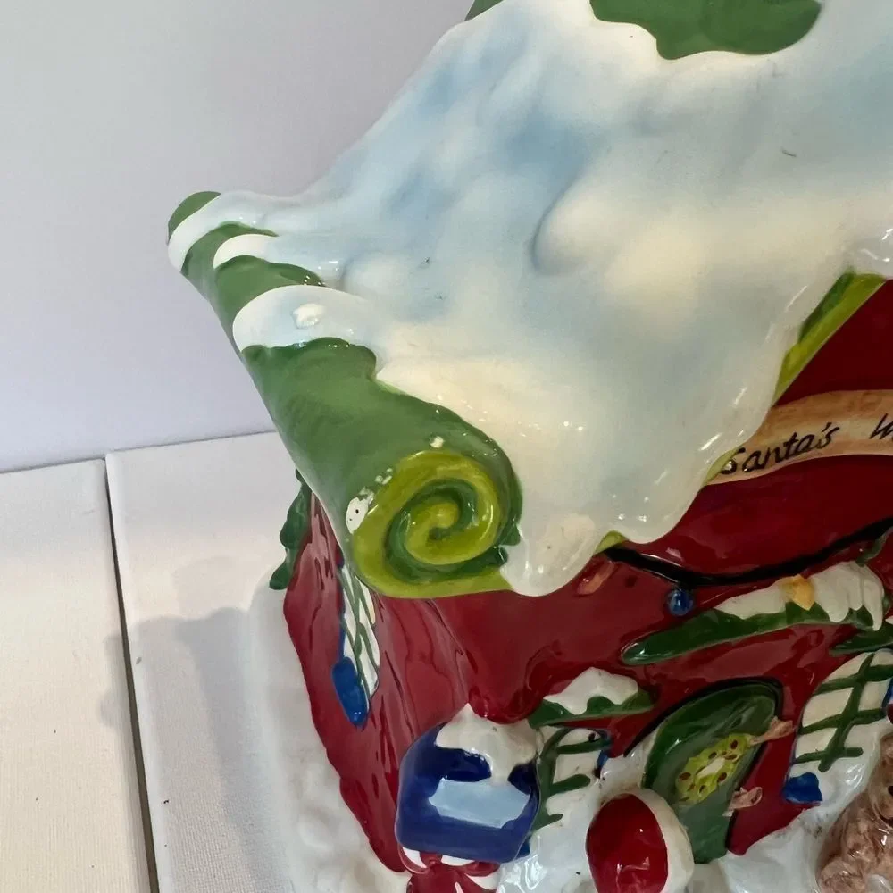Harry and David Santas Workshop Cookie Jar Ceramic Christmas Holiday 10.5